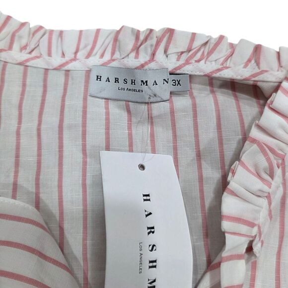 Harshman Pink Striped Indre Cold Shoulder Cutout Blouse 3X - Picture 4 of 6
